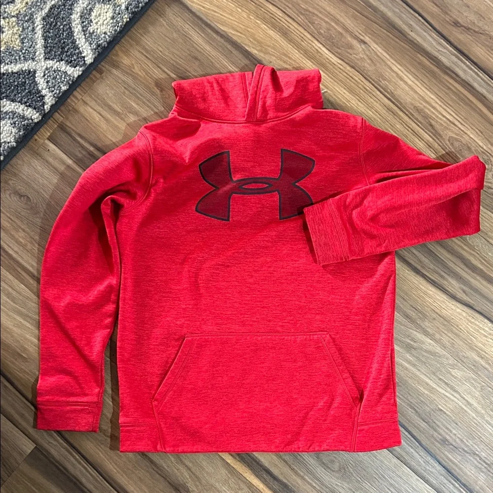 Under Armour Youth Crimson Hoodie with Charcoal Emblem - Picture 1 of 6